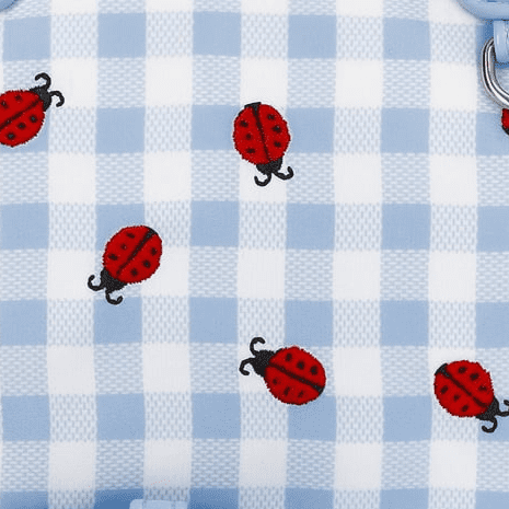 Sky Gingham with Ladybug Embroidery
