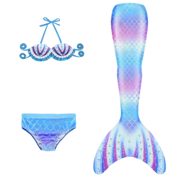 3 Piece Bathing Suits Fish Tail Set Teen Bathing Suit Cute Bikini for Teenagers