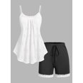 thumbnail image 1 of Conjunto de Pijama Broderie Anglaise de Color Bloque con Cordones Rosegal Pijamas y Batas Tallas Grandes, 1 of 5