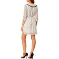 thumbnail image 4 of MODA NOVA Junior's Stars Dots Button Turn Down Collar 3/4 Sleeve Dress, 4 of 6