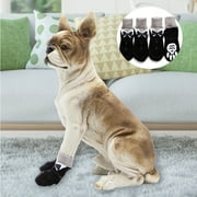 Visland 4Pcs Dog Socks Non Slip with Straps Sole Pet Grippers Paw Protectors Outdoor Waterproof Dog Socks Boots Breathable Pet Sock for Small Medium Dogs Cats