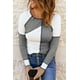 thumbnail image 3 of ABPHQTO Top de punto acanalado con costuras irregulares en bloque de color gris para mujer, 3 of 5