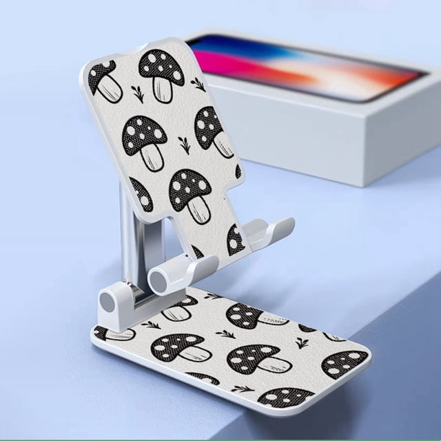 Black Mushroom Mobile Phone Stand Desktop Tablet Holder Lazy Bedside Universal Support Foldable Extend Desk Stand For Cell Phone Foldable And Hoisting Multi-Function Telescopic For IPhone IPad Adjusta
