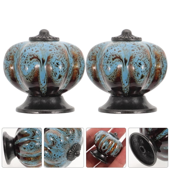 MUSEYA 1 Set Round Alloy Drawer Pulls Dresser Knob with Blue Finish for Homeowners