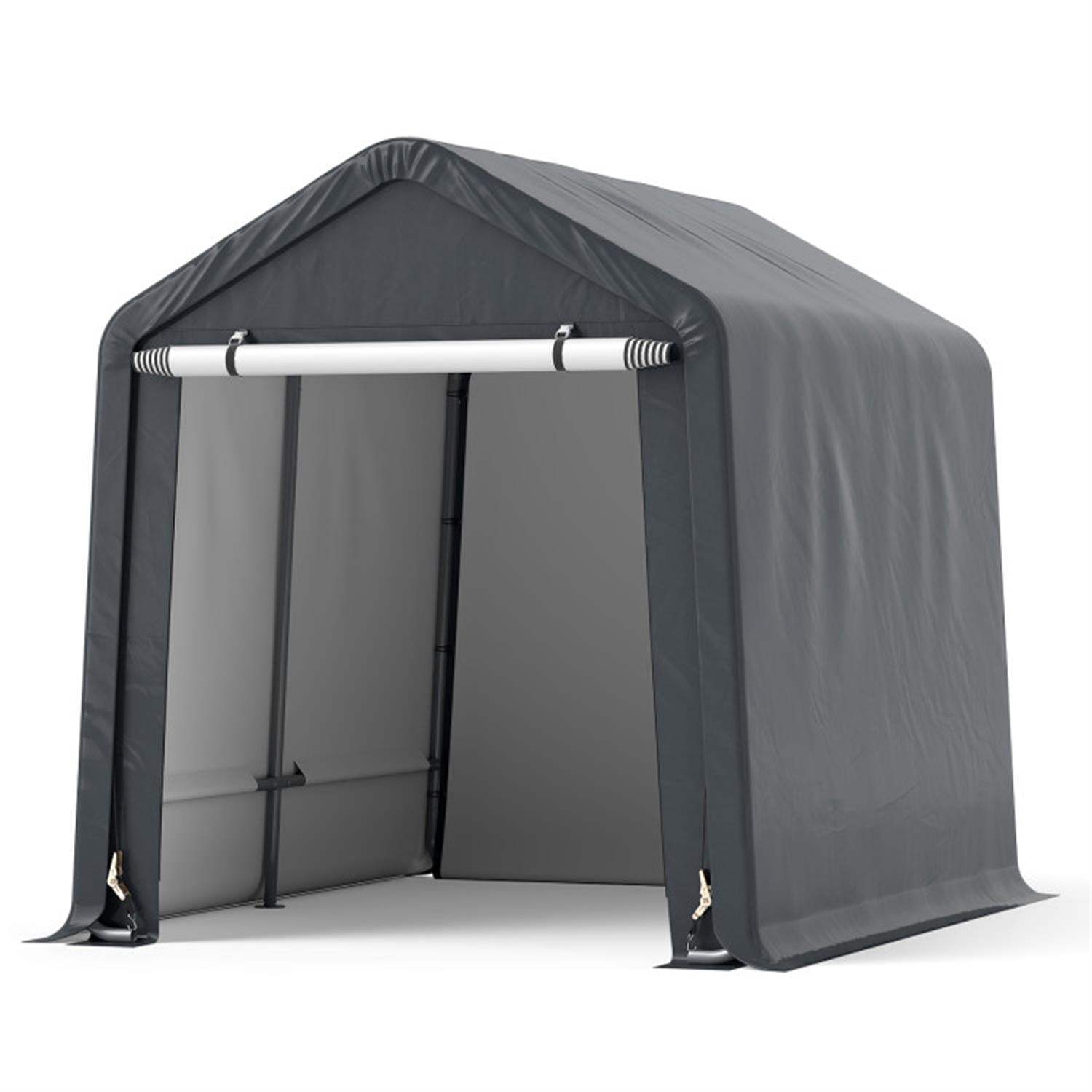 Demi Bonn 8 x 6.5 Feet Portable Motorcycle Carports Outdoor Storage Shelter, Waterproof and UV Resistant Portable Garage Kit Tent, Gray