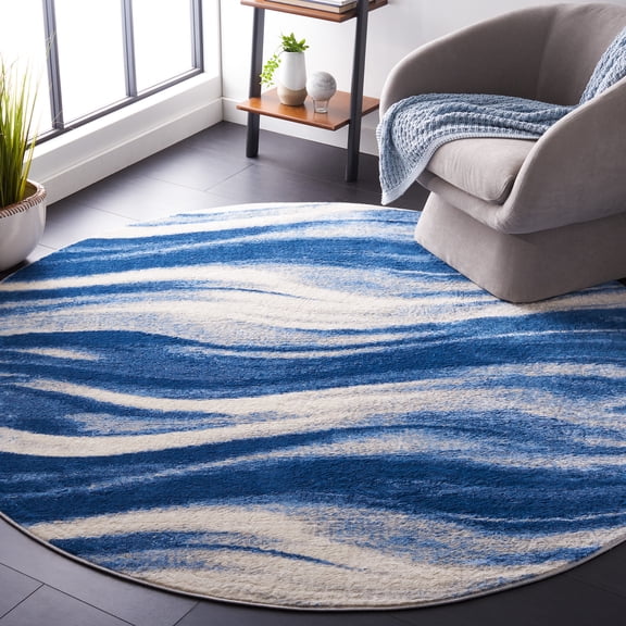 Safavieh Jasper Eddie Abstract Area Rug, Navy/Ivory, 6'7" x 6'7" Round