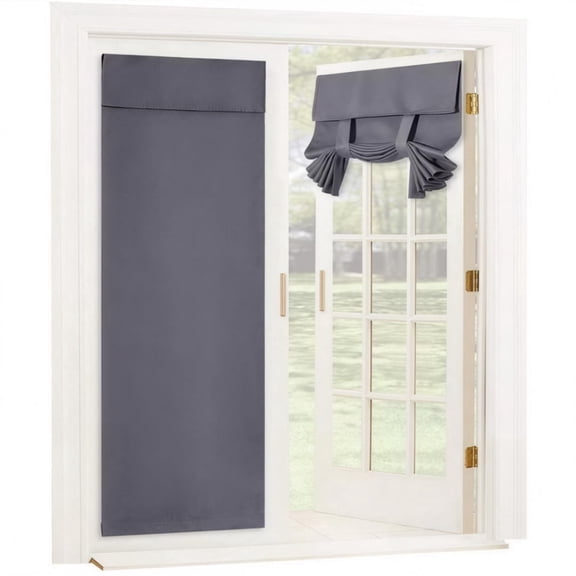 Blackout French Door Curtain, Small Window Drape Thermal Insulated for Kitchen Back Door Classroom Lockdown Garage Half Glass,  W26 x L40 inch, 1 Panel, Gray