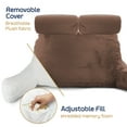 thumbnail image 2 of Nestl Double Reading Pillow, Double Back Pillow, Backrest Pillows for Bed with Arms, Back Pillows for Sitting in Bed, 2 Neck Roll & 2 Lumbar Back Support Pillow, Brown, 2 of 7
