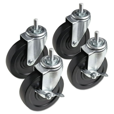 Alera Optional Casters For Wire Shelving  125 lbs/Caster  Black  4/Set -ALESW790004