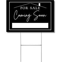 Coming Soon Real Estate Sign for Home 12 x 18 Yard Sign with H Frame Stake Home for Sale by Owner Double Sided Open House Realtor Black White Minimalist Modern