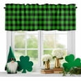 thumbnail image 2 of Kitchen Valances for Window, St. Patrick's Day Green and Black Plaid Light Filtering Rod Pocket Valance Curtain, Buffalo Checker Short Curtains Window Topper for Bedroom Bathroom Living Room 54x18in, 2 of 9
