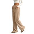 thumbnail image 5 of Hsovts Womens Corduroy Wide Leg Pants Baggy Straight Adjustable High Waist Trousers Casual Uniform Dress Pant Brown S, 5 of 7