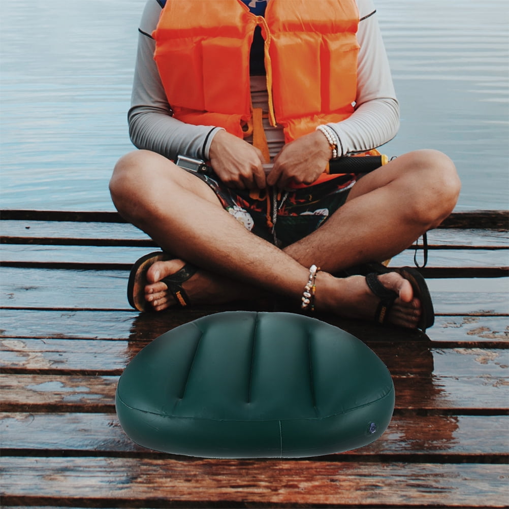 OUNONA 4-Pack Inflatable Boat Seats, Lightweight Foldable Sponge Cushions for Kayak, Canoe, Dark Color Comfort Pads