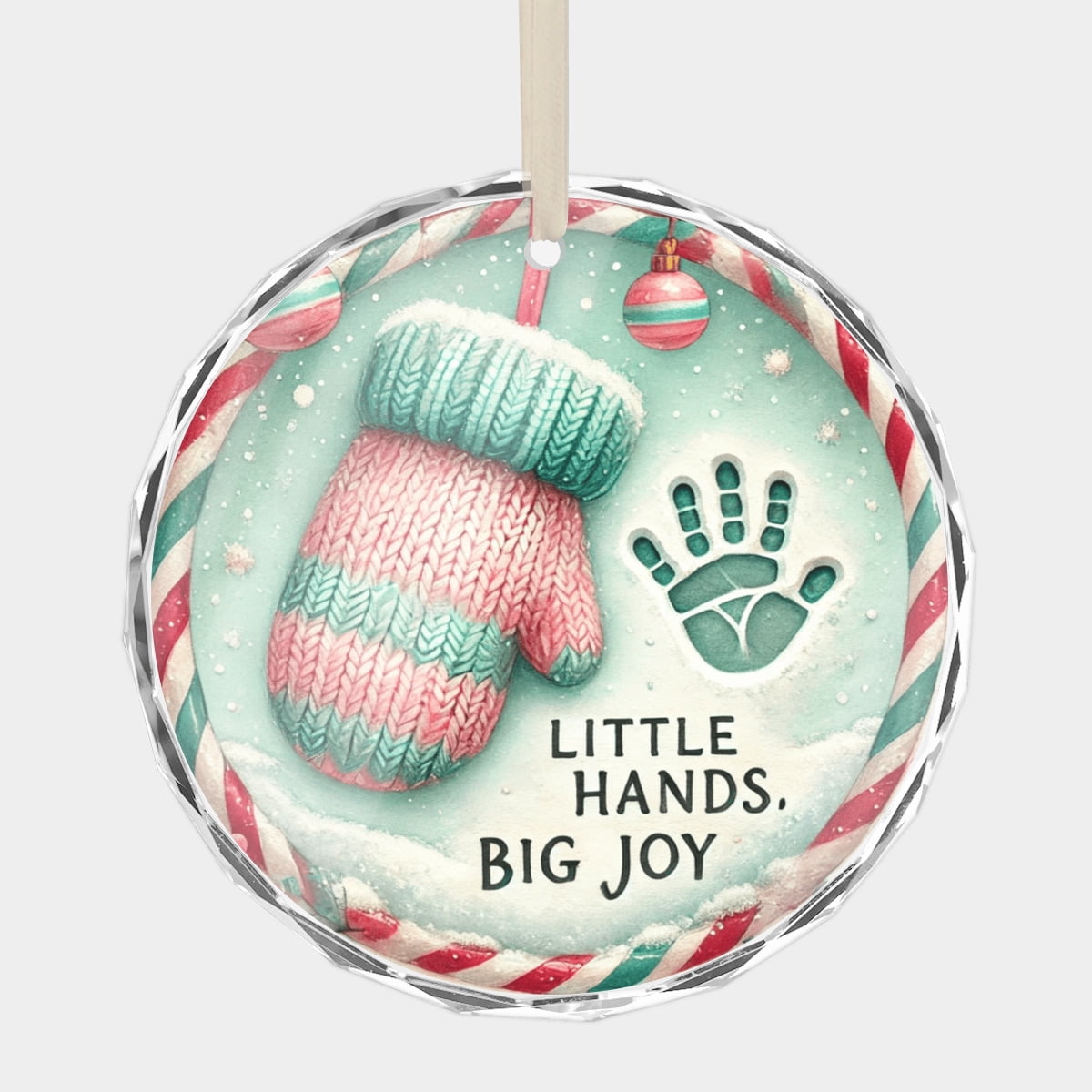 Baby’s First Christmas 2025 – For Parents, Newborn Boy Girl Celebration Ornament Crystal Glass Christmas Ornament, 3” Flat Round Beveled-Edge Disc (0.23” Thick) Xmas Holiday Gift