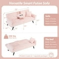 thumbnail image 5 of FFH Modern Corduroy Futon Sofa Bed with Adjustable Backrest,Convertible Loveseat Sleeper,Soft Couch with Drop-Down Table and Cup Holder for Living room,Pink, 5 of 10