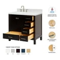 thumbnail image 3 of ARIEL Cambridge 36 Inch Espresso Bathroom Vanity with Sink, Solid Wood, Carrara White Quartz Countertop, 1.5-Inch Edge, Left Rectangular Undermount Sink, 2 Soft Closing Doors, 5 Drawers, 3 of 10