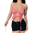 thumbnail image 3 of hirigin Women's Floral Lace Corset, Sleeveless V Neck Cut Out Irregular Hem Bustier Crop Tops, 3 of 9
