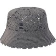 thumbnail image 4 of gris-chapeau Bob D't En Tricot Au Crochet Pour Femme - Fait La Main - Motif Floral, 4 of 5