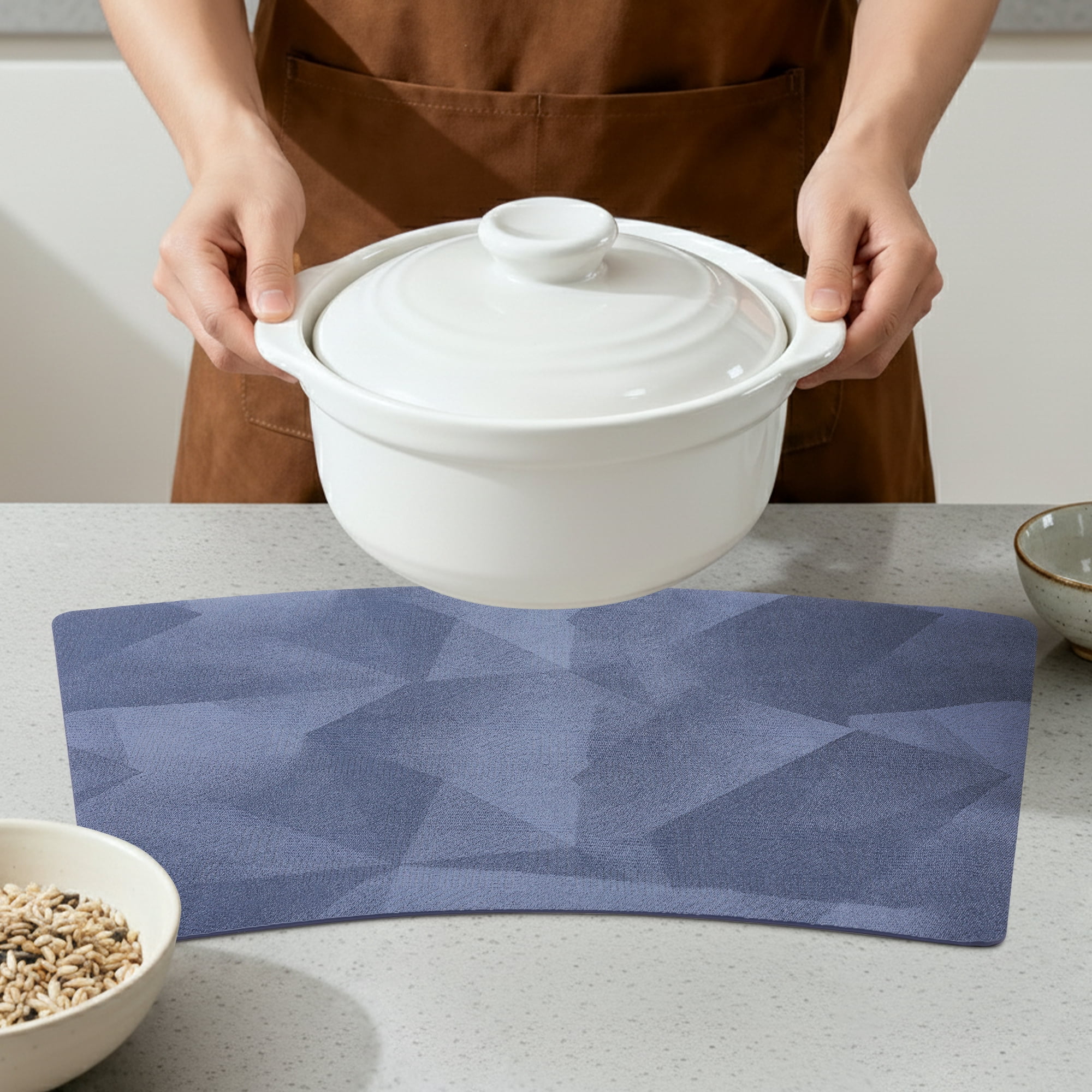 Unique Bargains 4pcs Wedge Placemats Dark Blue 17.7"x11.8"