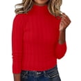 thumbnail image 3 of Women's Knitted High Neck Pullover Sweater â Long Sleeve Striped Turtleneck, Soft Warm Cozy Casual for Cold Weather Comfort, 3 of 8