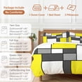 thumbnail image 6 of Queen 4 Piece Bedding Set Yellow Gray White Color Block Soft Breathable Duvet Cover and Pillowcase, Modern Geometric Square Duvet Cover Set Bed Sheets for Bedroom Dormitory Guest Room, 6 of 9