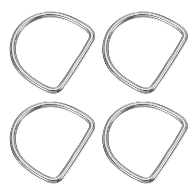 Uxcell Metal D-Rings, 304 Stainless Steel D Ring Welded Solid Dee Rings DIY Accessories for Dog Collars 4x40mm