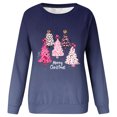 thumbnail image 5 of asdoklhq Christmas Shirts for Women Christmas Gradient Print Loose Casual Long Sleeve Round Neck Hoodless Straight Shoulder Sweatshirt Hoodless Sweatshirt Blue L, 5 of 5