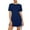 Navy, variant on Women's Ruched Drawstring Short Sleeve Mini Dress Casual Wrap Style Soft Stretchy Fabric Multiple Colors