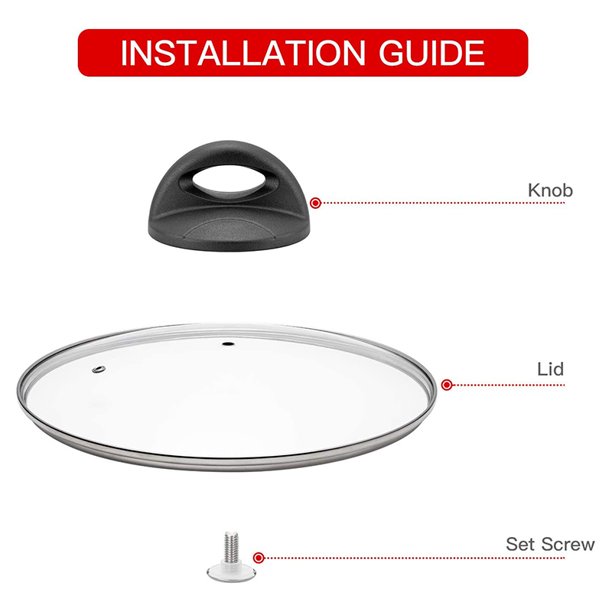 1 paquet bouton de remplacement pour couvercle de casserole résistant à la chaleur - poignée supérieure pour couvercles, noir