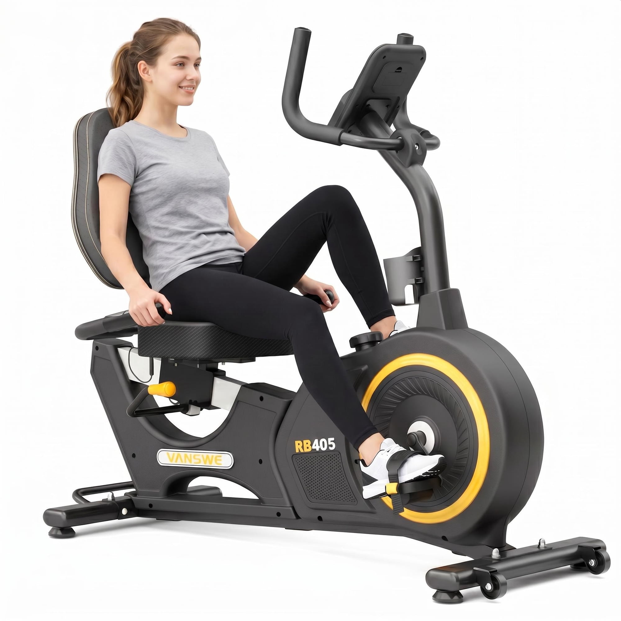 Vanswe Recumbent Exercise Bike , 400 lbs Heavy Duty Stationary Bike for Home Cardio Workout