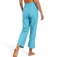 thumbnail image 5 of Wide Leg Capri Pants for Women High Waisted Cotton Linen Summer Pants Casual Drawstring Cropped Trousers with Pockets Sky Blue XL, 5 of 5