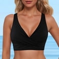 thumbnail image 2 of Bikini Top for Womens Halter Tie Front V Neck Tank Swimsuit Top Summer Bathing Suit Top No Bottoms Black XL, 2 of 8