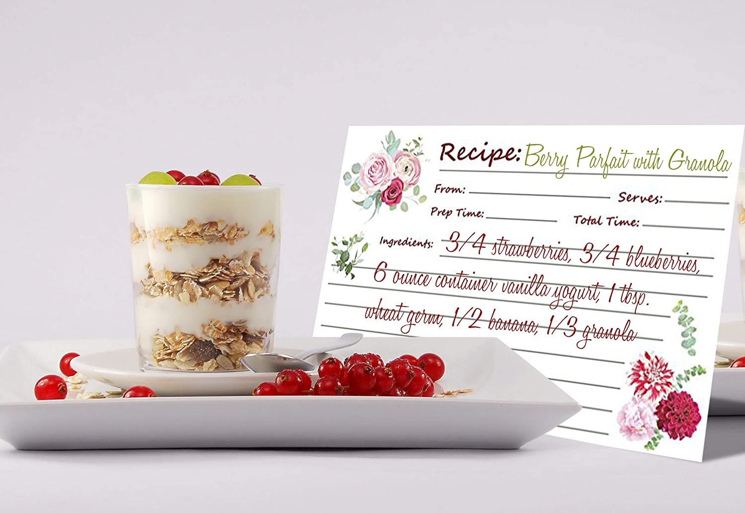 Recipe Cards, Elegant Floral - Great For Wedding, Bridal Shower, and Special Occasion, Or for Your own Kitchen - 4” X 6” Inches, 80 lb. Cover Stock | 50 Sheets Per Pack - image 5 of 10