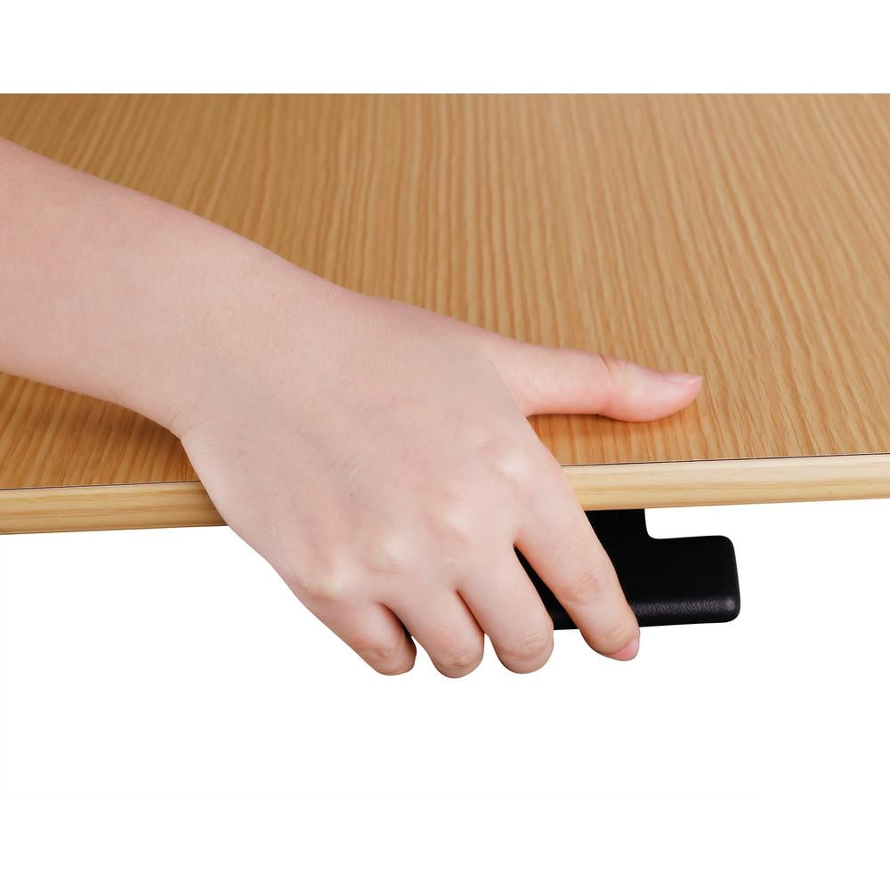 28" Stainless Steel Adjustable Mobile School Standing Desk in Natural Wood/Black
