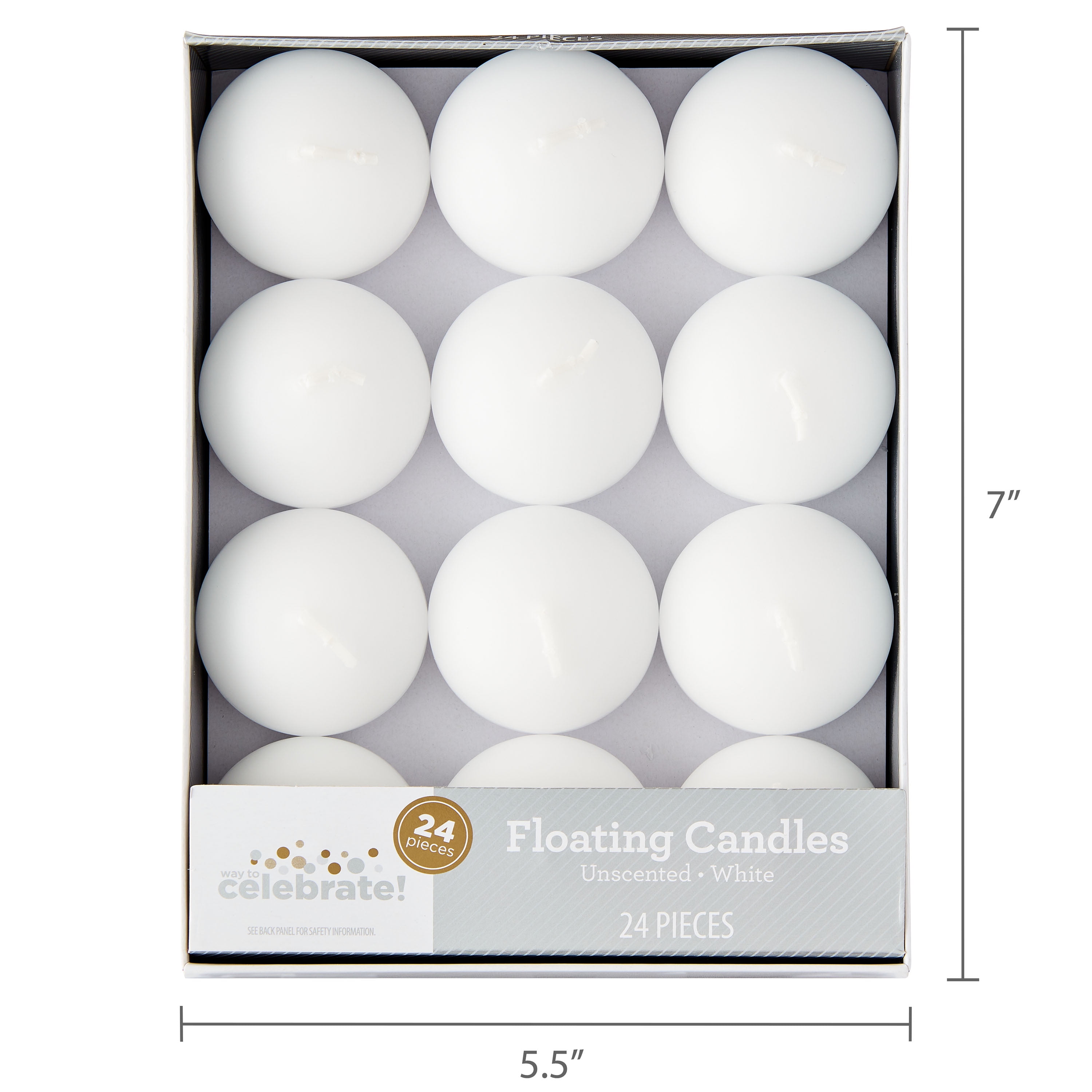 Way To Celebrate Unscented White Floating Candles, 24 Count