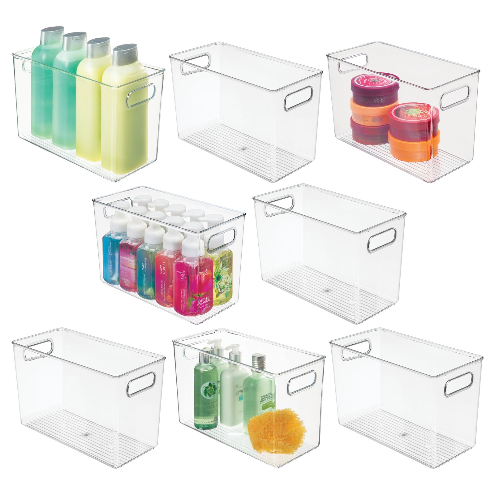 mDesign Plastic Storage Organizer Bin with Handle for Bathroom Vanity Organization or Bathroom