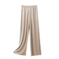 thumbnail image 2 of VBVC Women's Elastic Waist Wide Leg Pants , Ladies' Soft Flowy Casual Lounge Trousers , Lightweight Drape Pants For Women, Beige , Free Size, 2 of 5