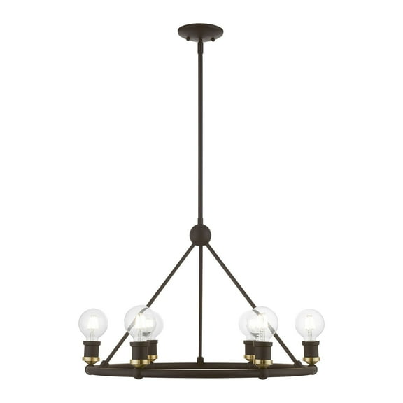 47166-07 Livex Lighting Lansdale - 6 Light Chandelier In Transitional Style-19.5 Inches Tall and 25 Inches Wide-Bronze/Antique Brass Finish