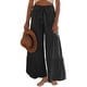 thumbnail image 1 of VISgogo Pantalones de pierna ancha para mujer, cintura alta, color sólido, con cordón, informal, para fiesta, club, pantalones sueltos VISgogo  moda, 1 of 5