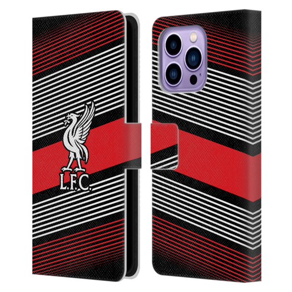 Head Case Designs Officially Licensed Liverpool Football Club Crest & Liverbird 2 Stripes Leather Book Wallet Case Cover Compatible with Apple iPhone 14 Pro Max
