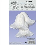 Honeycomb Tissue Paper Wedding Bells Decorations, 9 in, White, 3ct