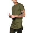 thumbnail image 2 of Ma Croix Men's Casual Longtail Extended Slim Fit Hip Hop Crew Neck Tee Shirts with Side Zipper, 2 of 4