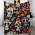 thumbnail image 3 of ARISTURING  Day of The Dead Sugar Skull Flannel Bed Blanket Throw Blanket Lightweight Cozy Plush Blanket for Bedroom Living Rooms Sofa Couch, 3 of 6