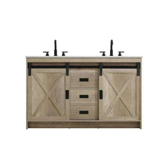 Elegant Kitchen and Bath Austin 54 Inch Double Bathroom Vanity In Natural Oak