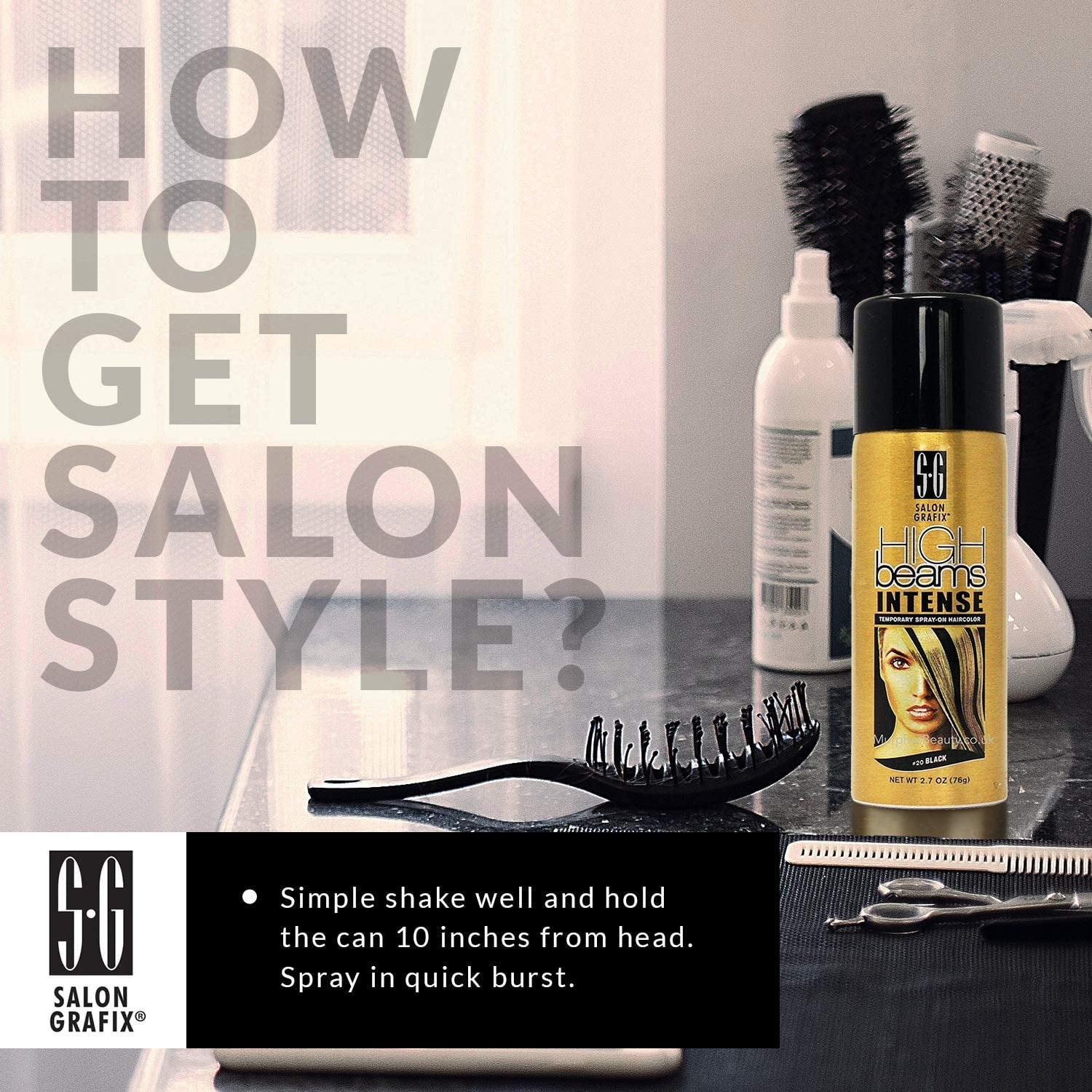 [3 PACK] High Beams Intense Temporary Spray On Hair Color [#20 BLACK] 2.7 oz