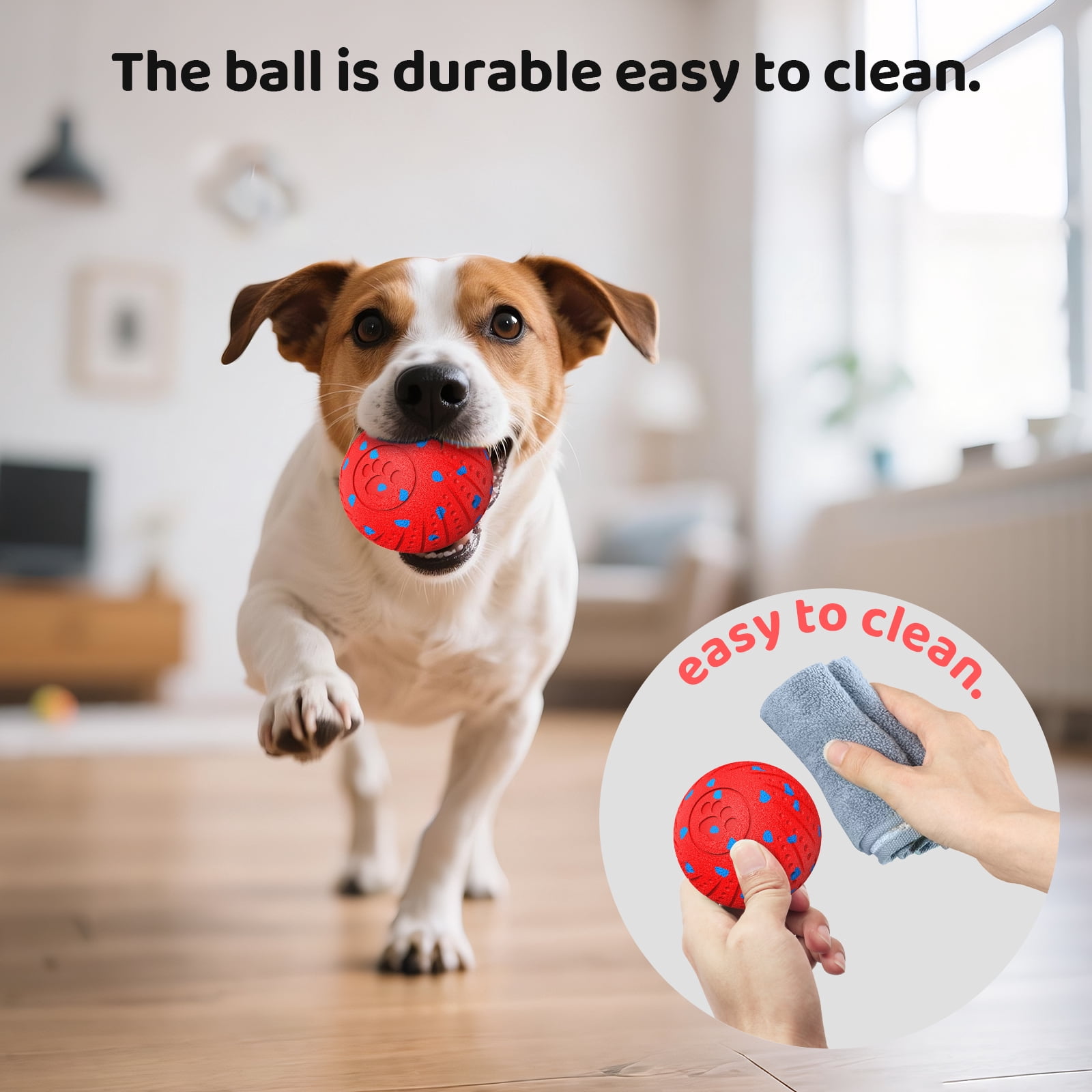 Inadays Dog Toys Interactive Dog Ball Toys For Large Dogs Automatic Ball for Dogs Chew Resistant Rechargeable E-TPU Silent Foam IPX54 Waterproof Dog Toys for Medium/Large Dogs, Red