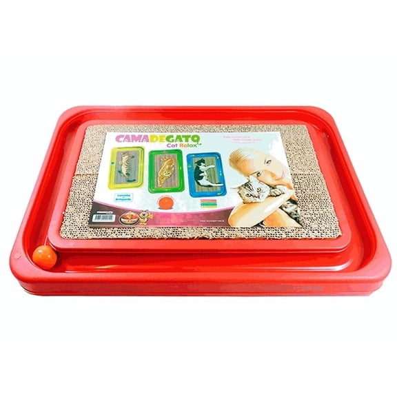 FURACÃOPET Scratch Board - 3-in-1 Cat Scratcher with Ball & Ball Track, Plastic Cat Toy & Bed