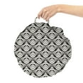 Optical Minimalist Living Room Illusion Reference: Abstract Round Floor Cushion With Handle Circular Intricate Shapes