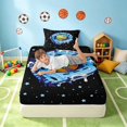 thumbnail image 5 of Manfei Sports Baseball Twin Sheets, Psychedelic Stars Bedding, Black Blue Yellow 3pcs(1 Flat Sheet, 1 Fitted Sheet and 1 Pillowcase), 5 of 6