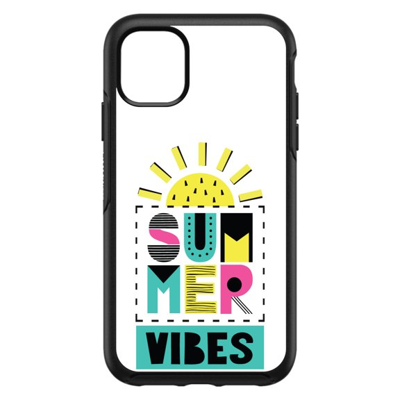 DistinctInk Custom SKIN / DECAL compatible with OtterBox Symmetry for iPhone 11 (6.1" Screen) - Summer Graphics - Summer Vibes Teal yellow Pink